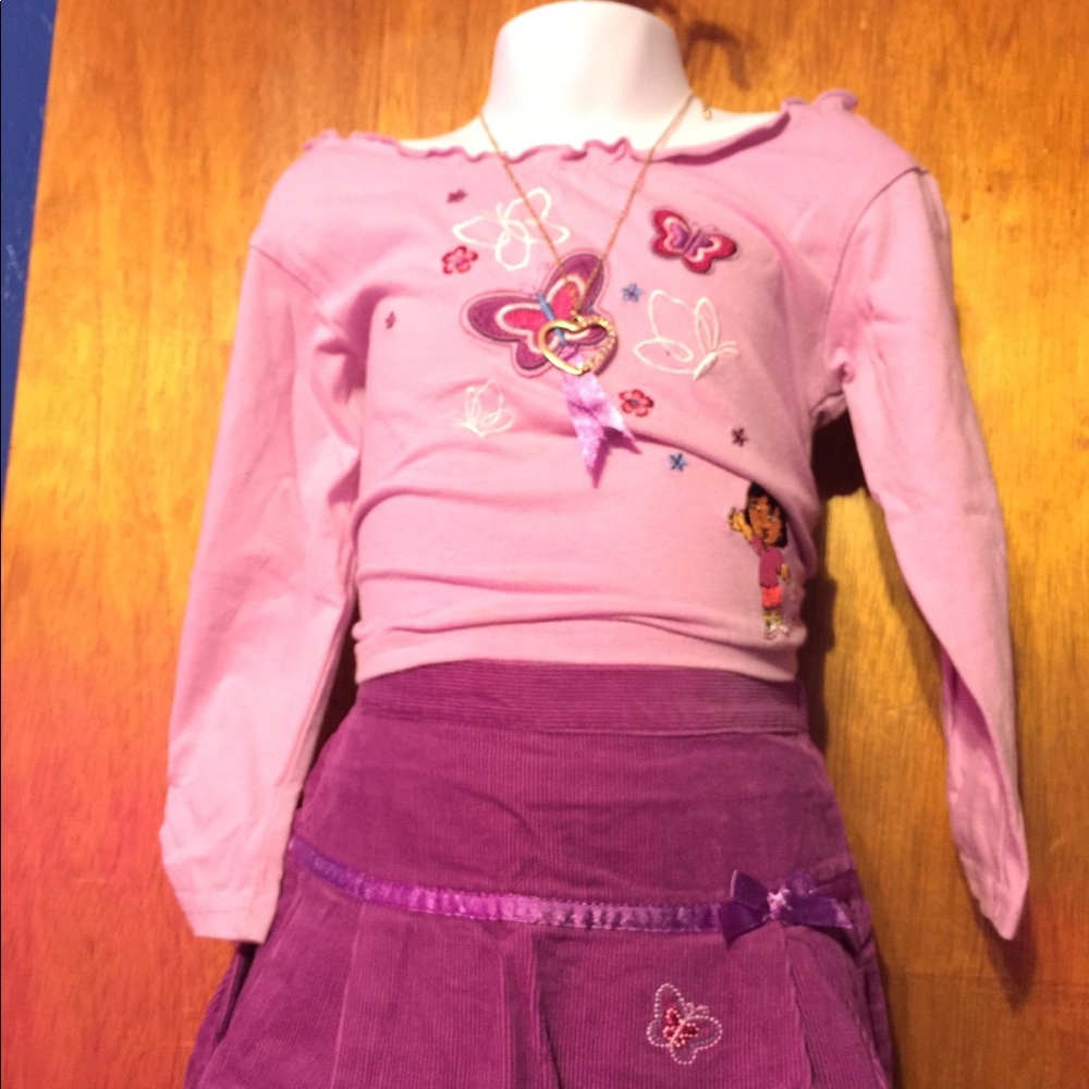 Dora the explorer purple skirt set size 3T